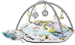Kinderkraft Baby Playmat SMARTPLAY, Educational Mat, Activity Play Gym, with Ajustable Fitness Frame, Playpen Function, Accessories, Hanging Rattle, 5 Toys, 30 Balls, for Newborn, Suitable from Birth