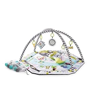 Kinderkraft speelmat SMARTPLAY, speelkleed, educatieve mat, met boxfunctie, tummy-time kussen, accessoires, hangende…
