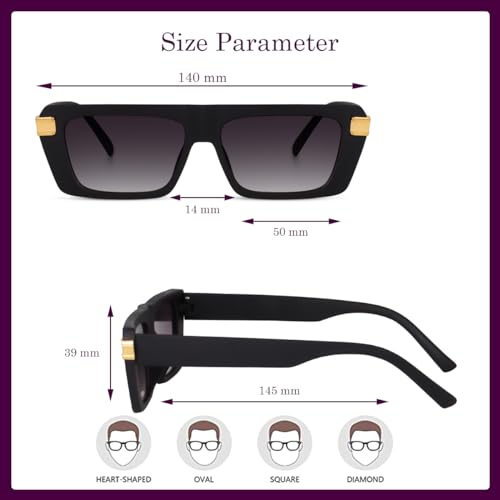 Image of Dervin UV Protection Rectangular Sunglasses for Men and Women