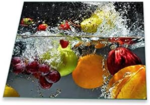 Planche à Découper En Verre Tulup 60x52 Cm Avec Fond Métallique Argenté