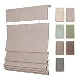 SLKWDOBD Top Down Bottom Up Roman Shades for Windows, Light Filtering Linen TDBU Roman Blinds, Cordless Roman Shades with UV Protection, Privacy, Thermal Insulation for Home, Office, Dark Linen