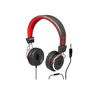 SBS Kopfhörer mit Kabel – Kabel Headset zum Musikhören und Telefonieren – 3,5mm Klinkenstecker – Anruffunktion – rot