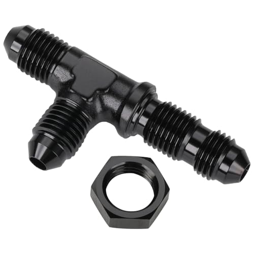 Podavelle 4AN Male Flare Bulkhead on Run Tee T Fitting Adapter with AN4 Nut Aluminum Black by Podavelle - Used condition - US$7.01