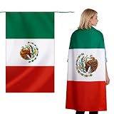 Geodurn Mexico Flag Cape Cloak Costume, Red White Green with Eagle Design for Mexican Independence Day, Cinco de Mayo, Parades, Sports Events