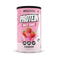 Muscle Nation Strawberry Daily Shake - Protein Powder for Daily Intake, Smooth Milkshake Texture, Vegetarian Friendly Supplement – 300g (10 Serves)