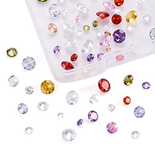 Cheriswelry Lot de 80 cabochons en oxyde de zirconium à facettes, strass transparents pour la fabrication de bijoux