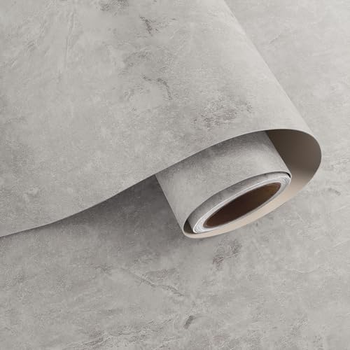 VaryPaper 32"x354" Large Size Grey Lime Wash Wallpaper Peel and