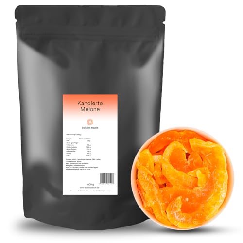 Sultan’s Palace Kandierte Melone in Bester Premium Qualität – 200g – Besondere Süßigkeit und Leckerer Frucht Snack – Trockenfrüchte Ohne Schwefel – Getrocknete Honig Melone (Vegan, Glutenfrei)
