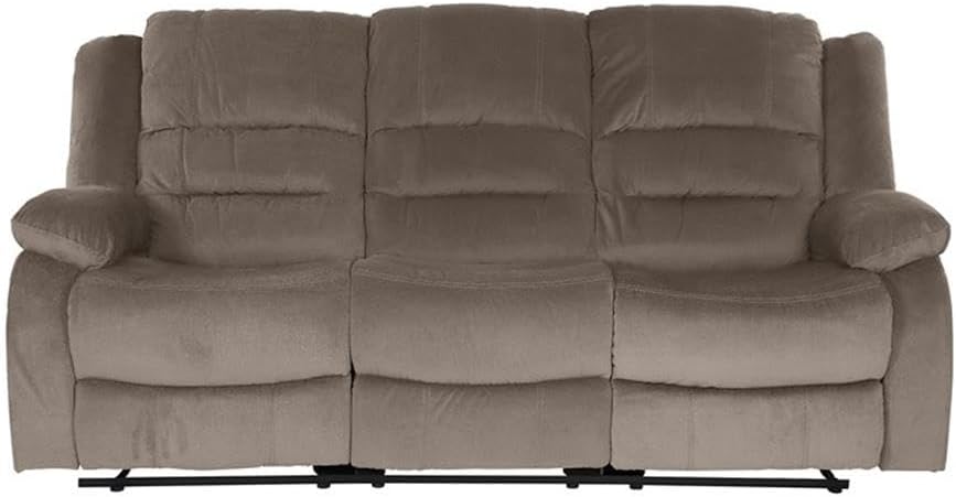 Pemberly Row Microfiber 2-Piece Manual Reclining Sofa Set, Chocolate Upholstery, Solid Wood Frame, 300 lbs Capacity, Plush Padded Seats, Tab Pull Recliner, Cozy Living Room Seating Furniture