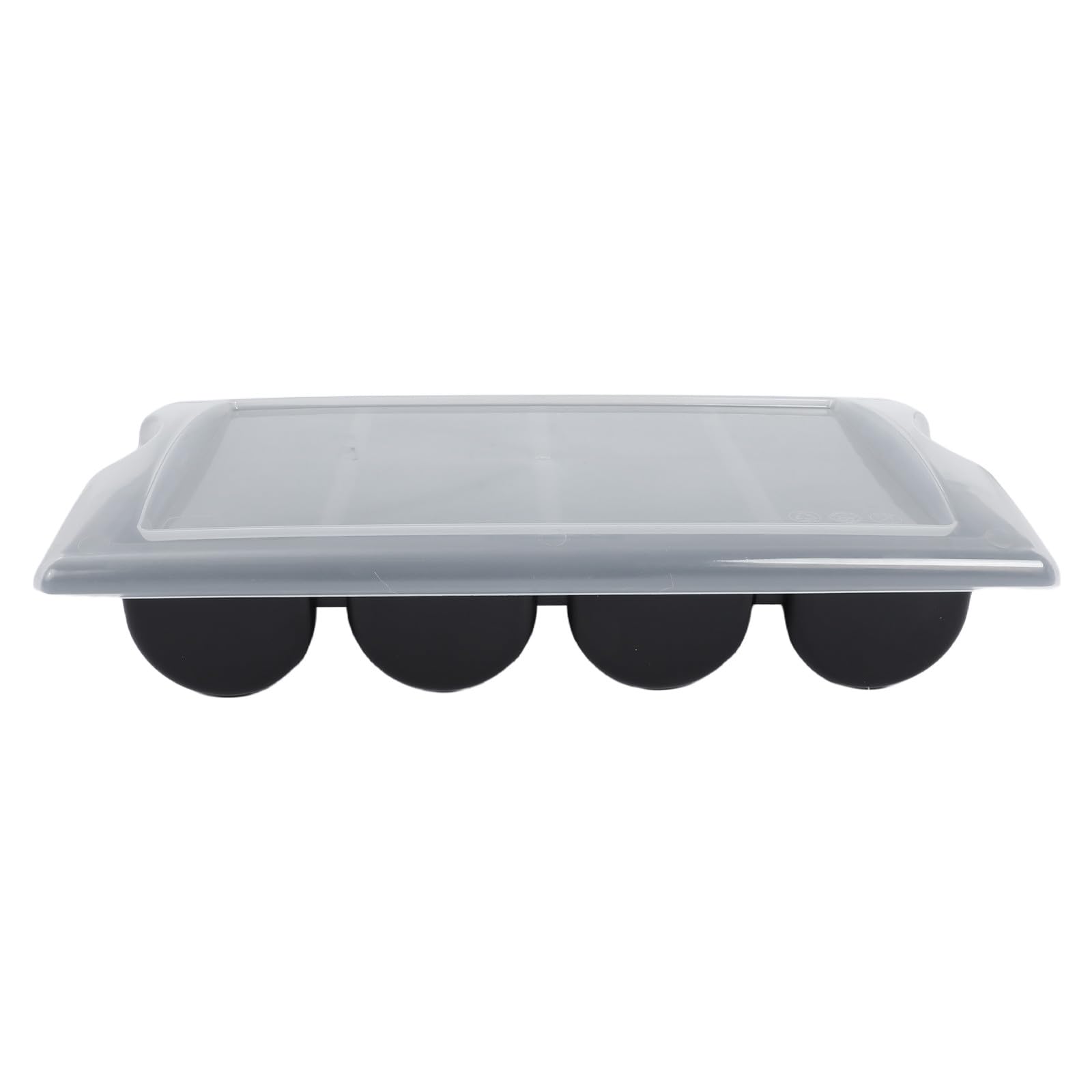 Besteckkasten aus Kunststoff mit Deckel, Besteckkasten mit 4 Fächern für Küchenutensilien, Aufbewahrung für Gabeln, Löffel und mehr – ideal für Zuhause und die Gastronomie (schwarz).
