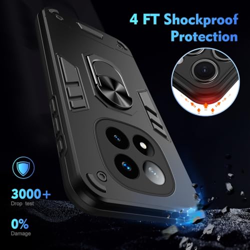 Image of ShieldTech PC Back Cover Case for Redmi Note 14 Pro Plus 5G | Ring Stand | Camera Protection | Black Mobile Phone Back Cover Case for Redmi Note 14 Pro Plus 5G | Black Back Cover