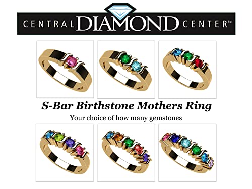 Central Diamond Center S-Bar Mothers Family Ring With 1 To 6 Simulated Birthstones - 10K Yellow Gold - Size 6.5 #TOP2