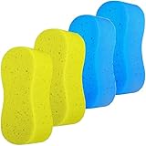 4 Pack Car Sponges,Jumbo Sponges For Car Cleaning,Anti Scratch Technology for Car Exterior & Window Washing- Perfect For Wheels, Windscreen & Bodywork (2 Yellow+2Blue Jumbo Car Sponge)