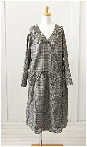 Amazon Co Jp サンバレー Sunvalley細チェック柄 起毛生地長袖カシュクールワンピース M オフ ブラック Cg２ 服 ファッション小物