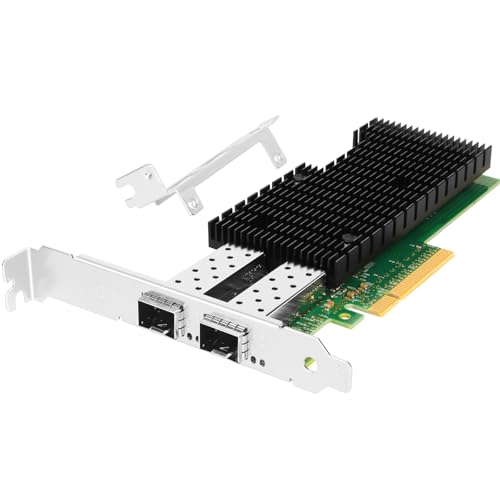 Euqvos PCIe Tarjeta de Red Ethernet para Intel XXV710-DA2 XXV710BM2 Chipset PCIe 3.0 X8 25Gb Dual Port SFP28 LAN Tarjeta Compatible con Windows Server/Windows/Linux/VMware/ESX