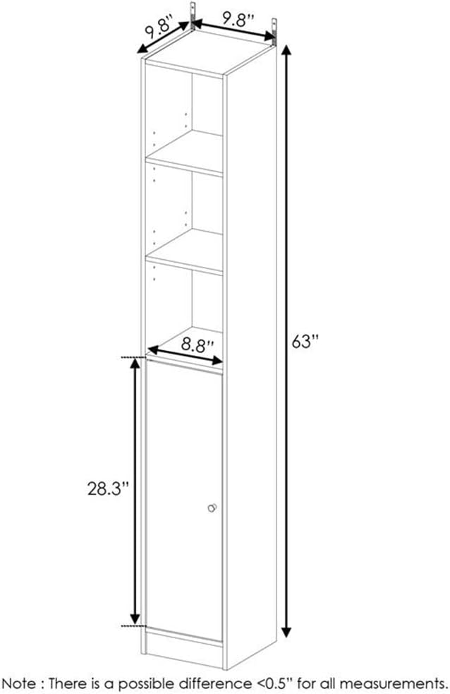 Furinno Indo Slim Door Bath Cabinet, Espresso