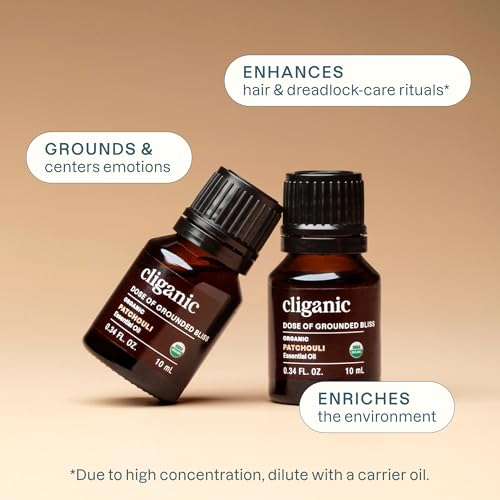 Image of Cliganic Organic Patchouli Essential Oil - 100% Pure Natural for Aromatherapy Diffuser | Non-GMO Verified