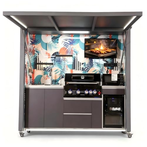 All in One Outdoor Kitchen Pod, Aerospace Alu, Smart Door & SS BBQ