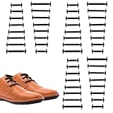 BOHUIZ 48Pcs No Tie Shoelaces for Adults Kids, Stretch Silicone Elastic No Tie Shoe Laces Rubber Flat Lazy Shoelaces One Size(Black)