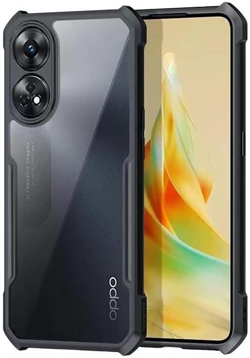Gorilion Back Cover for [ Oppo Reno8 T 5G / Reno 8T 5G ] Acrylic Back Cover Case for [ Oppo Reno8 T 5G / Reno 8T 5G ] | All-round Protection | Black Bumper - Transparent