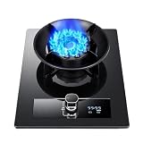 THEGA 5,2 KW Stufa A Gas - Fornello A Gas 1 Bruciatore, Portapentole in Ghisa in Vetro Temperato da Tavolo, con Protezione Anti-spegnimento(LPG)