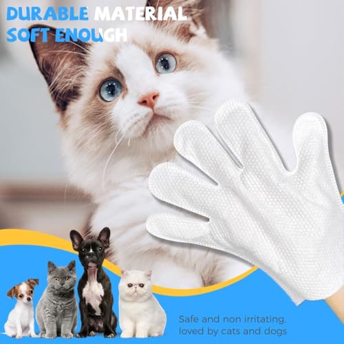 Image of Pet Glove Wipes for Dogs & Cats | Soft Non-Woven Gloves for Paws, Ears, Eyes & Body - Gentle Grooming Wipes | Safe & Hypoallergenic Daily Care (6 pcs)(Pack of 2)