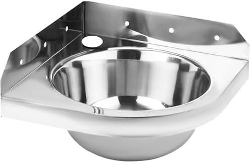 Stainless Steel Wall Mounted Corner Sink, Single Bowl Triangle Basin Hand Wash Sink for Bathroom and Commercial Use,26Cm / 10.2In 0,26Cm / 10.2In 0