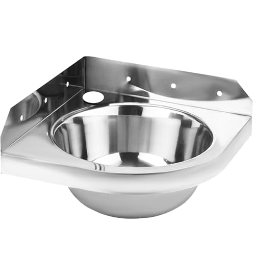 XUNFAKEJI Edelstahl-Waschbecken zur Wandmontage, kleines Dreieckiges Eckwaschbecken, Einzelbecken für Wohnmobil, Wohnwagen, Boot und Küche (26cm / 10.2in -0)