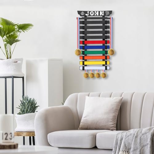 Expositor de cinturones de artes marciales de pared para 10 cinturones de karate 7