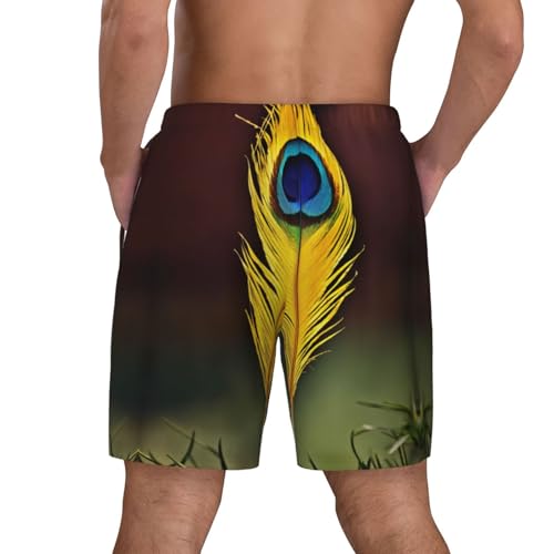 Short de bain pour homme à séchage rapide EdWal avec doublure imprimé plumes