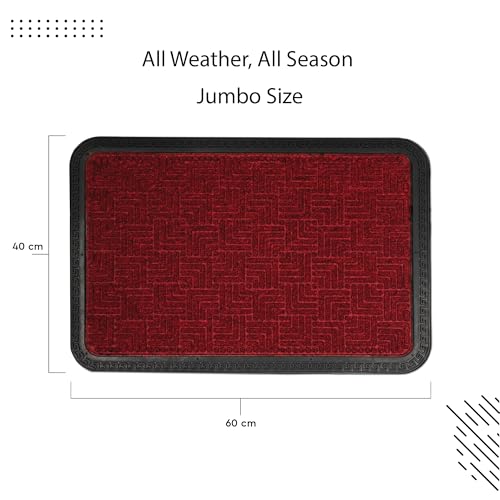 Image of Encasa XO Door Mat for Home Entrance, Polypropylene Floor Mat Maroon