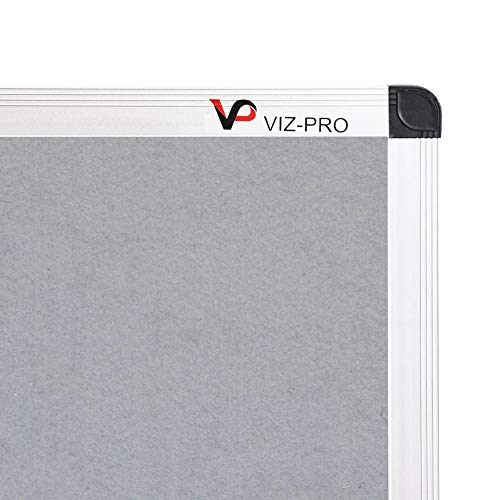 Viz-Pro Notice Board Felt Gray, 36 X 24 Inches, Silver Aluminium Frame #TOP1