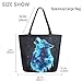 Fashion Extra Large Shoulder Tote Bag, Blue Galaxy Howl Wolf Canvas Durable Daily Weekender Handle Bag Ideal for Gym Picnic Yoga Beach Travel Kitchen Market Grocery Shopping