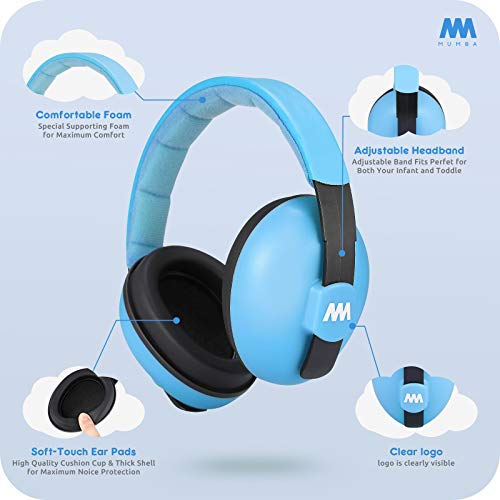 Image of mumba Baby Ear Protection Noise Cancelling Headphones for Babies and Toddlers Baby Earmuffs - Ages 3-24+ Months