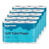 Amazon Basics 2-Ply Soft Toilet Paper, 30 Rolls (5 Packs of 6), 350 Sheets per Roll, Septic Safe, Equivalent to 185 Regular Rolls