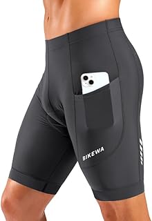 Bikewa Men's Cycling Shorts 7" 4D Padded Bike Shorts for Men Road Biking Bicycle Riding Cycle Biker Phone Pockets