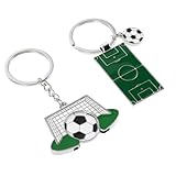 DECOMELODY Llaveros Deportivos de Fútbol 2 Piezas Metálicos Resistentes Ficha y Colgante Campo, Accesorios para Aficionados y Regalos Temáticos para Eventos y Cumpleaños