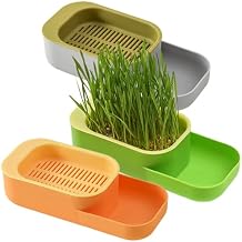 Cat Grass Planter 3Pcs Food Grade Hydroponic Cat Grass Planter with Feeding Tray 7.9x3.5x2in Home Cattery Growing Kit, No Seeds