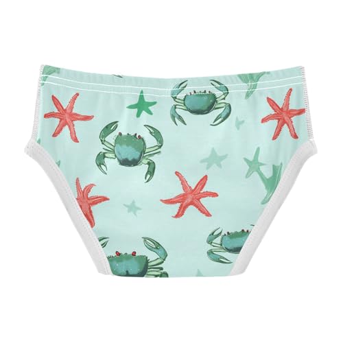 Wusikd Green Crabs Boys' Underwear Cotton Red Starfishs Boys Briefs Soft Toddler Underwear 2T2