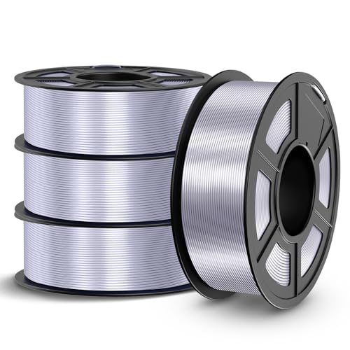 TECBEARS Filamento PLA Silk 1.75mm 4KG, Filamento Silk Shiny PLA Plus con Superficie di Stampa Lucida, Precisione Dimensionale +/- 0.02 mm, Argento Seda