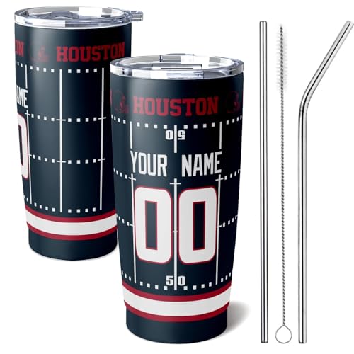 Image of ANTKING Houston Tumbler 20 oz Travel Coffee Cup for Men Women Boy Custom Name Number Gifts
