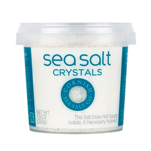 Cornish Sea Salt Crystals | Coarse Sea Salt Crystals for Cooking & Baking| Hand-Harvested in Cornwall, England | 7.9 oz Resealable Tub (Pack of 1)