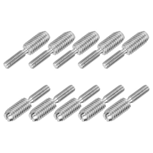 PATIKIL M3x10 to M5x10 Double End Threaded Stud Screw Bolt, 10 Pack Slotted Head 304 Stainless Steel Rod Bolts Thread Reducer Adapter for Furniture Fastener, 20mm Long