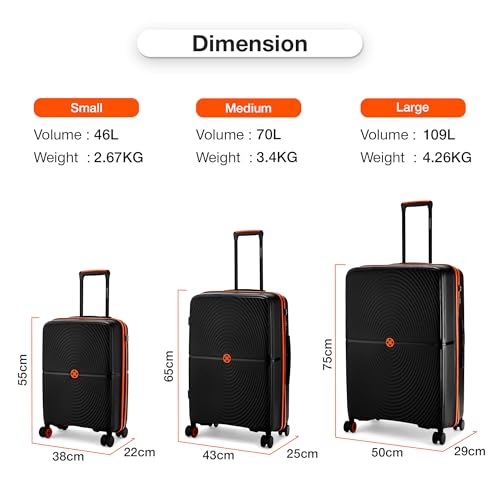 Image of Nasher Miles Bali Hard-Sided Polypropylene Check-in Luggage 28 inch | 75cm | 8 Wheels Large Trolley Bag for Travel | Suitcase (Black)