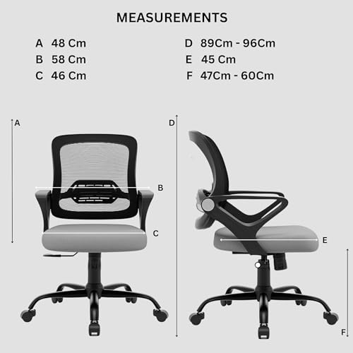Image of Align Cherry Orthopedic Ergonomic Office Mesh Chair with Lumbar Support, Comfortable Cushioned Seat, Adjustable Height, Revolving Design, Tilt Lock, Heavy Duty Metal Base, 3 Years Warranty (Grey)