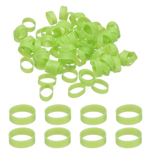 PATIKIL 100Pcs Silicone Cable Ties, 12mm Heavy Duty Small Strong Rubber Bands Silicone Rubber Bands for Cord Management Home Office Organization, Light Green(19x5x0.6mm)