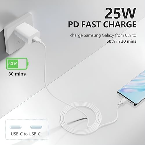Image of 25W C-Type Super Fast Adapter Compatible With Samsung Galaxy M56 5G Super Fast Charger Adapter For A35 /S23 /S23 Fe /S22 /S21 /21 Fe /A06 /M16 /M35 /A16 /M06 /M05 /A56, A55 /S24 Fe /A16 /A36 5G, White