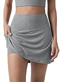 Ododos Women'S Athletic Tennis Skorts With Pockets Ultra Soft Odstratum Tech Built-In Shorts Active Gym Sport Golf Skirts, Grey Heather, X-Small