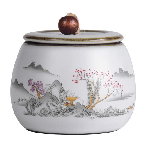 Bicuzat Chinese Style Ceramic Tea Caddy Tea Canister Tea Storage Container Tins Jar with Airtight...