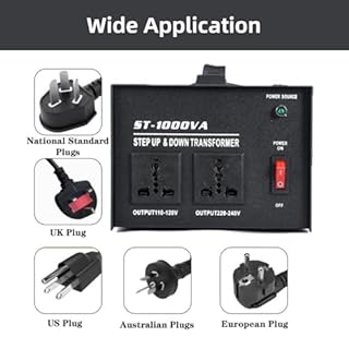 ybaymy 1000W Voltage Transformer, 220/240V to 110/120V Step Up & Step Down Voltage Converter, UK to US 110V & 220V Outlets, 1000VA Voltage Converter with UK Standard Plug and Circuit Break Protection